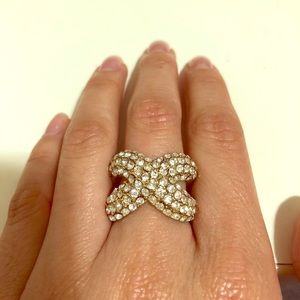 Criss cross X Studded Ring
